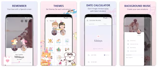 Been together app screenshots for long distance couples